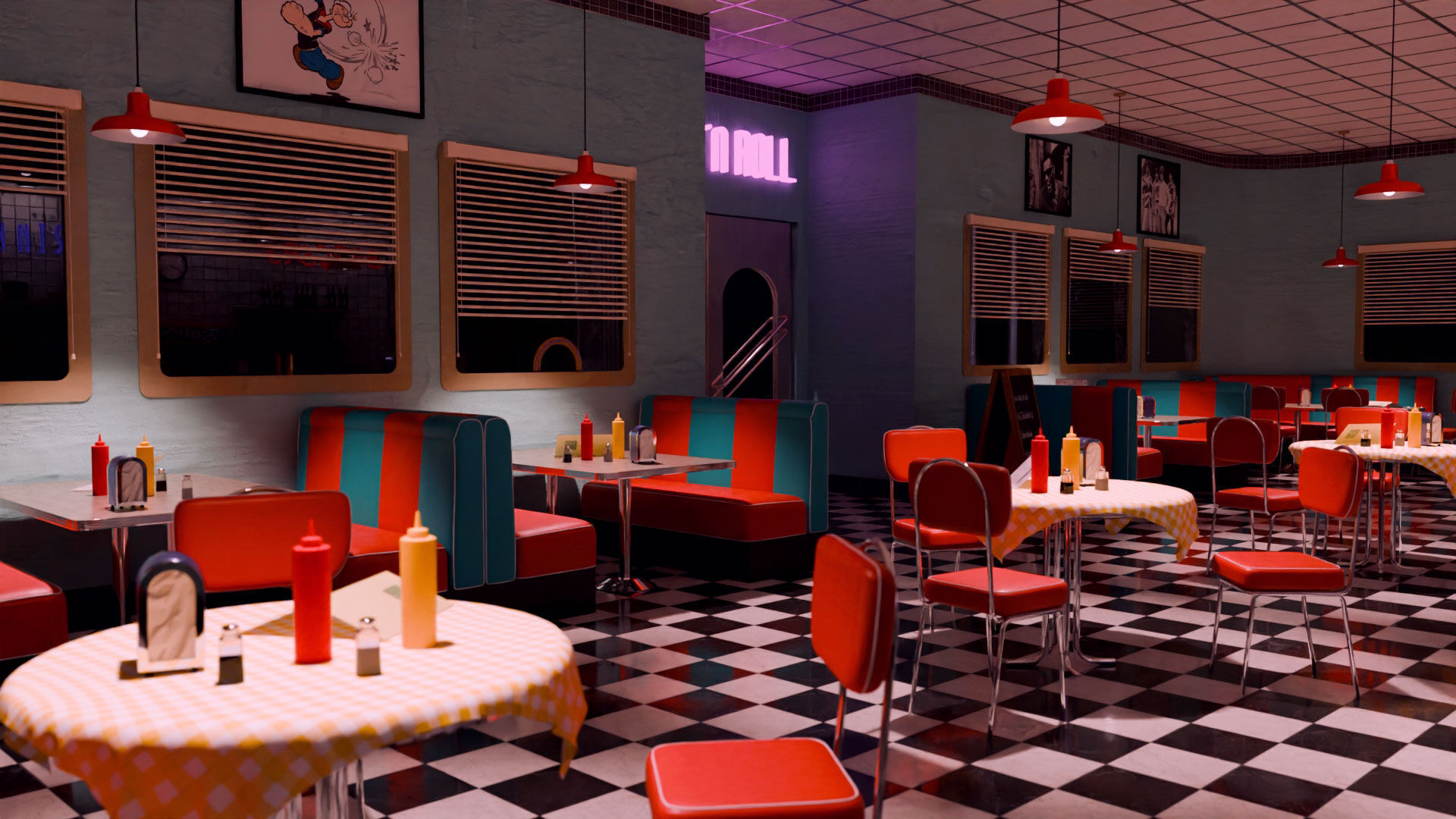 American Diner Scene 3D model_10