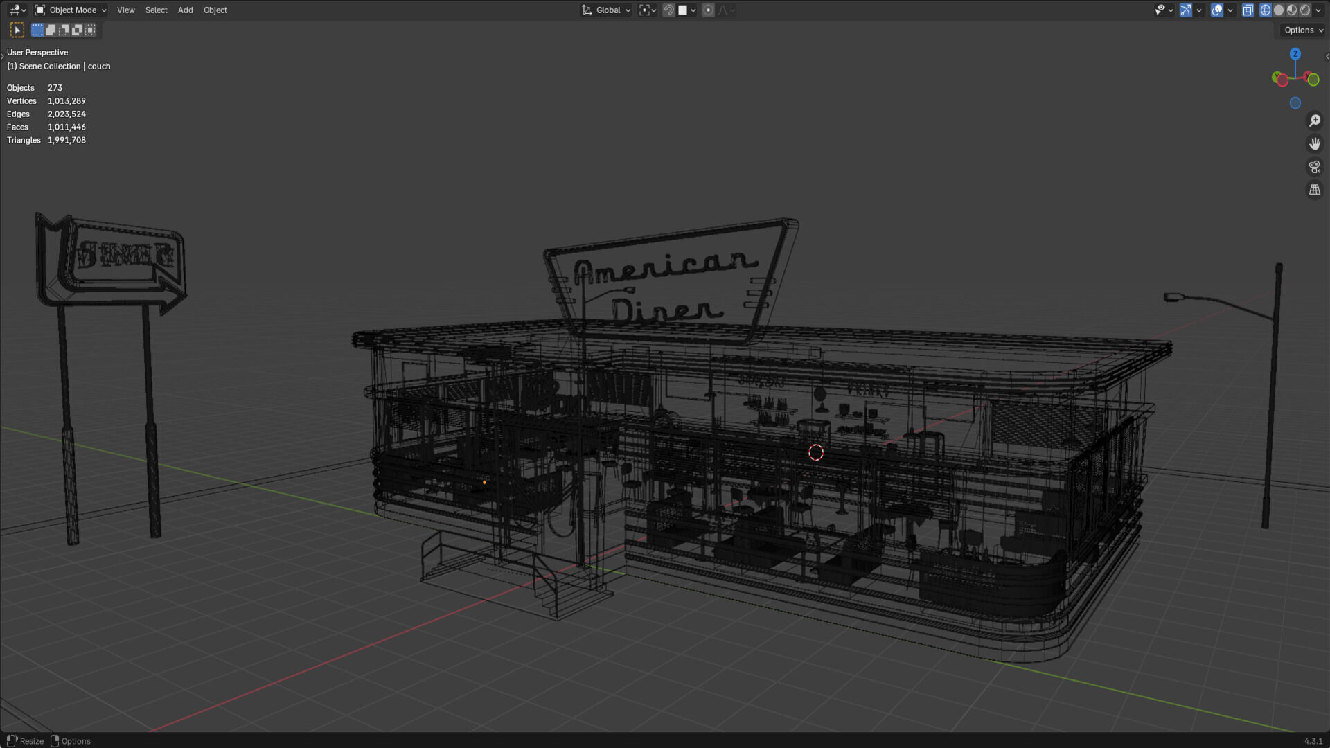 American Diner Scene 3D model_17