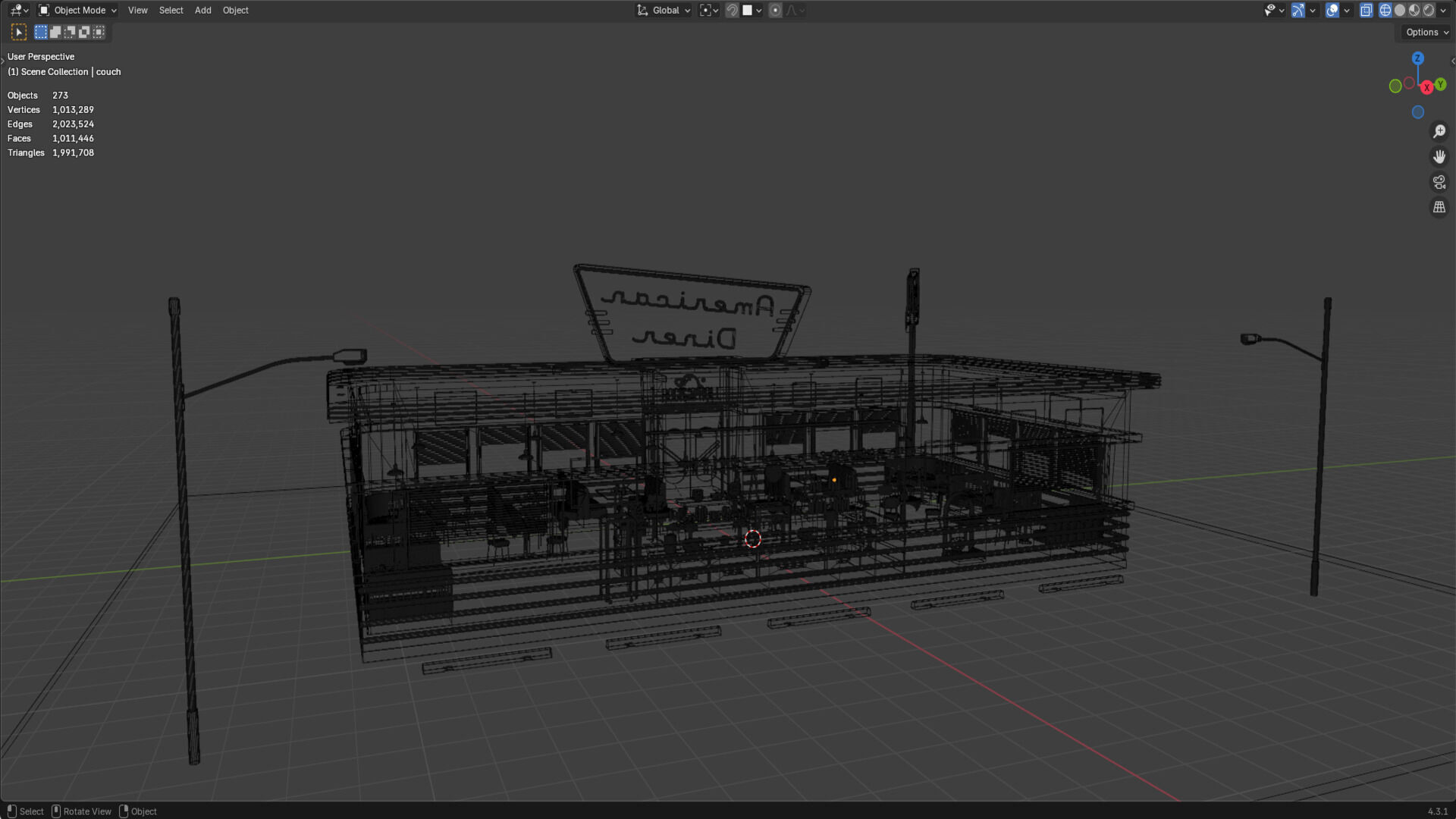 American Diner Scene 3D model_16