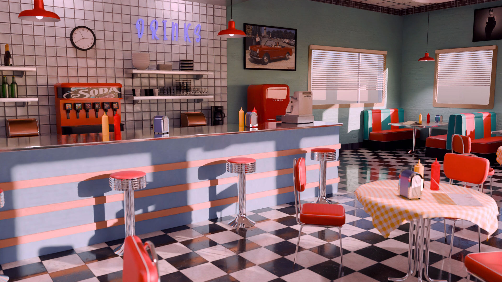 American Diner Scene 3D model_5