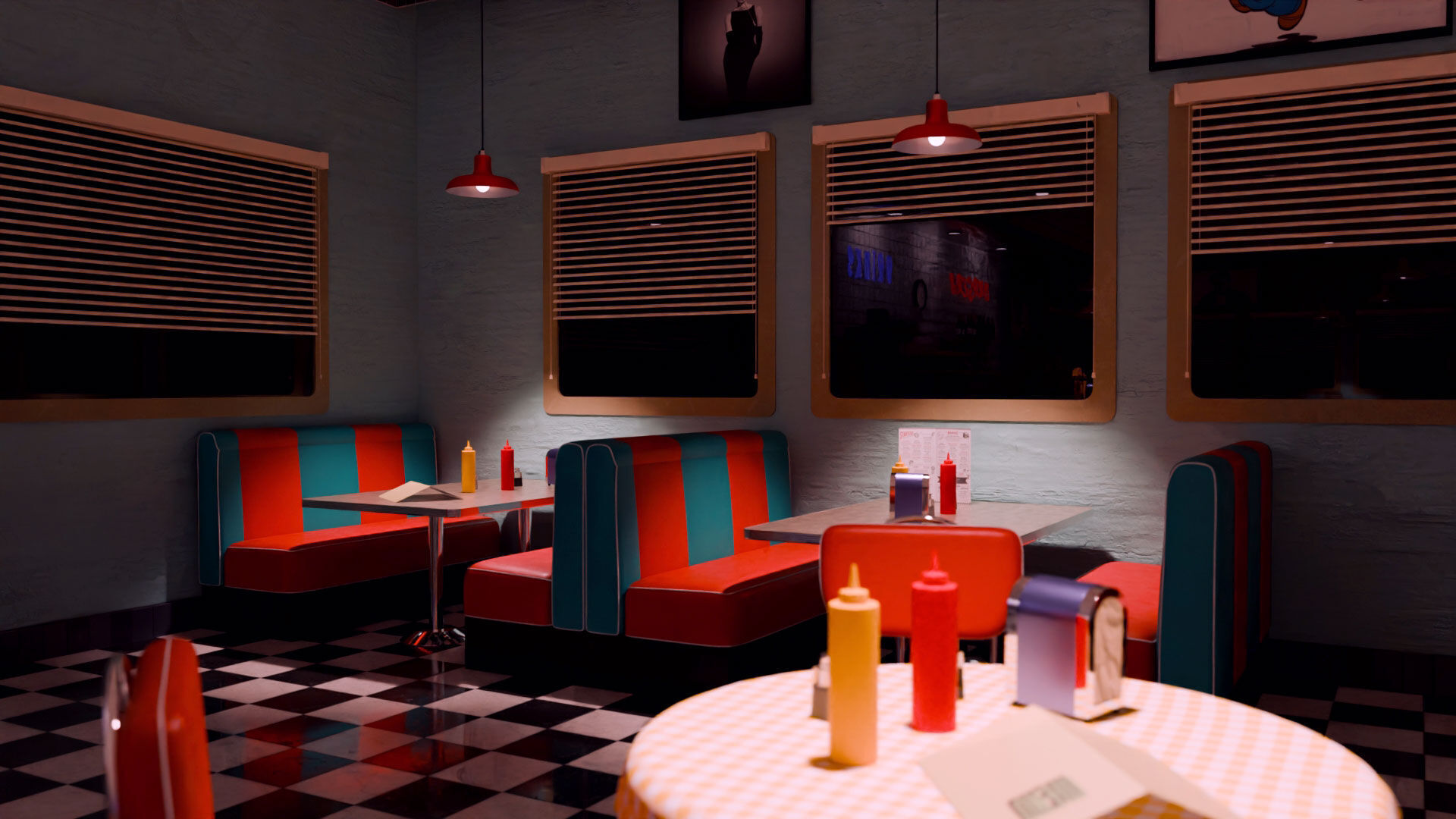 American Diner Scene 3D model_11