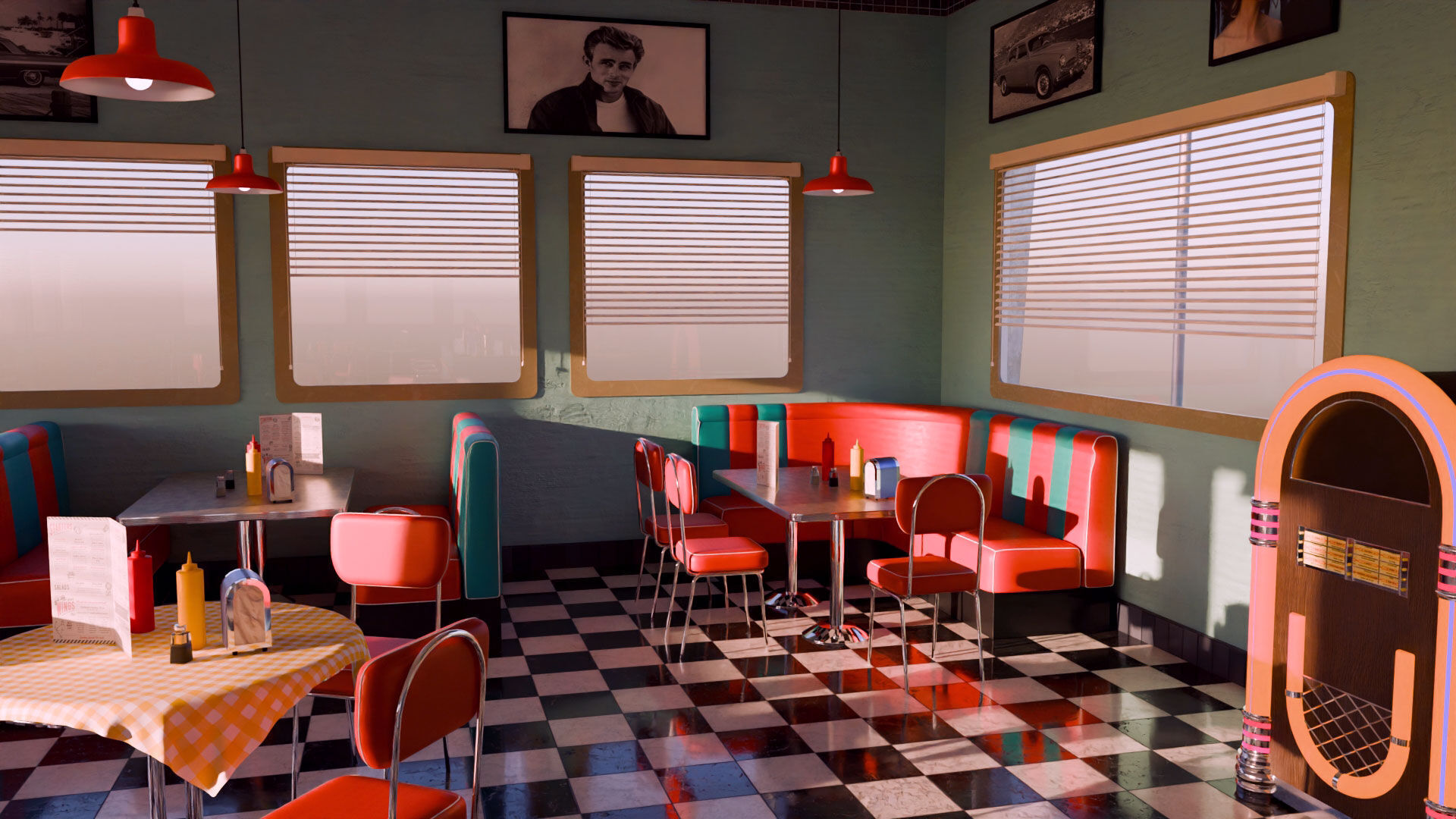 American Diner Scene 3D model_3