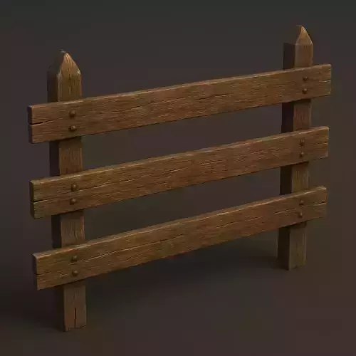 Rustic Wooden Fence 3D Model