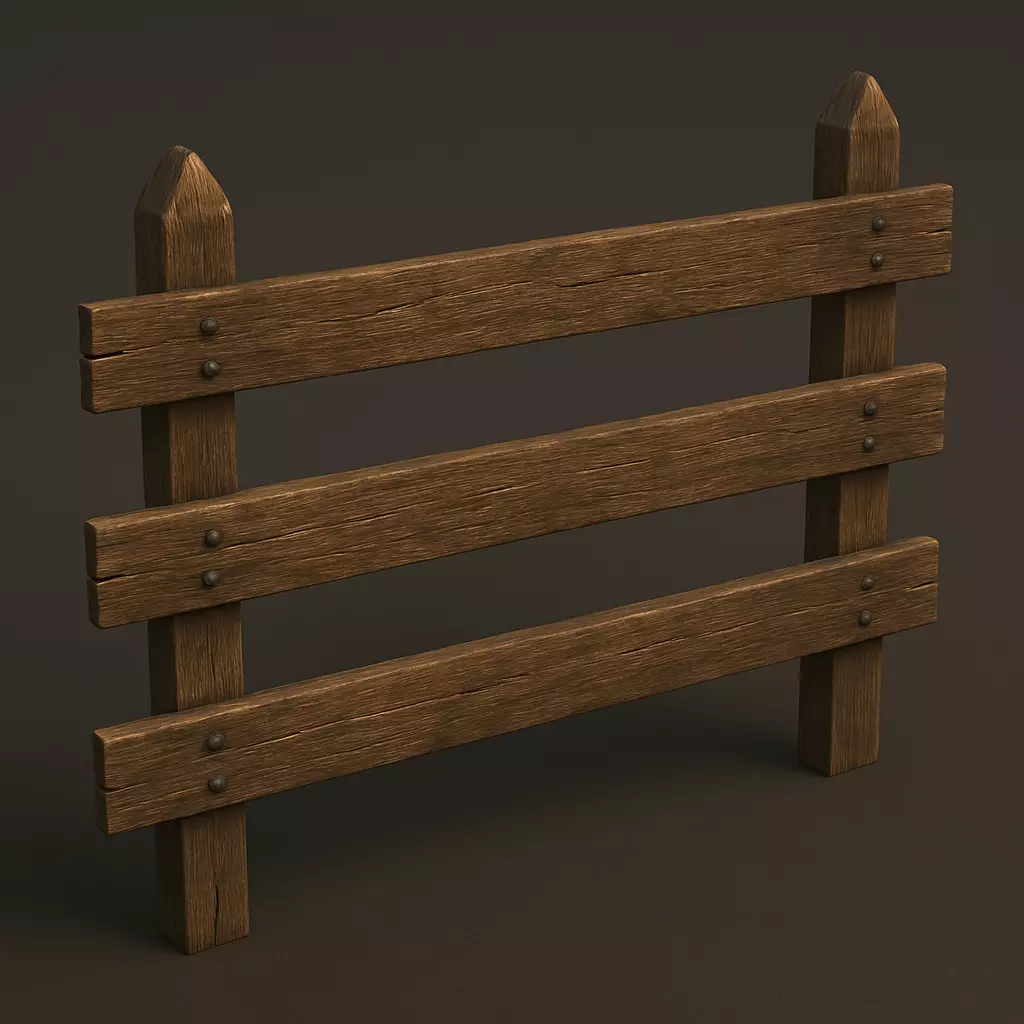 Rustic Wooden Fence 3D Model 3D model