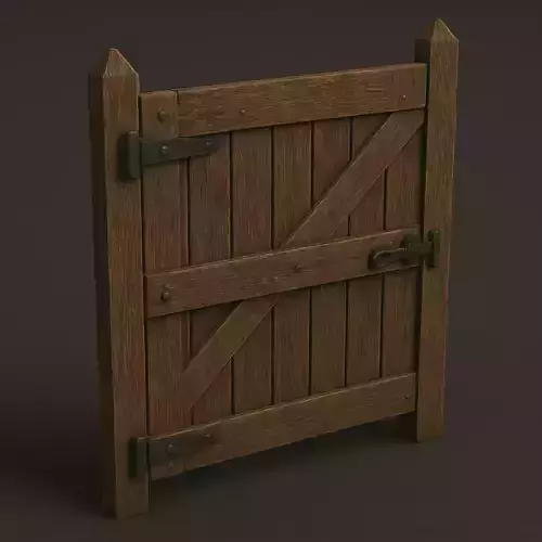 Rustic Wooden Fence Gate 3D Model