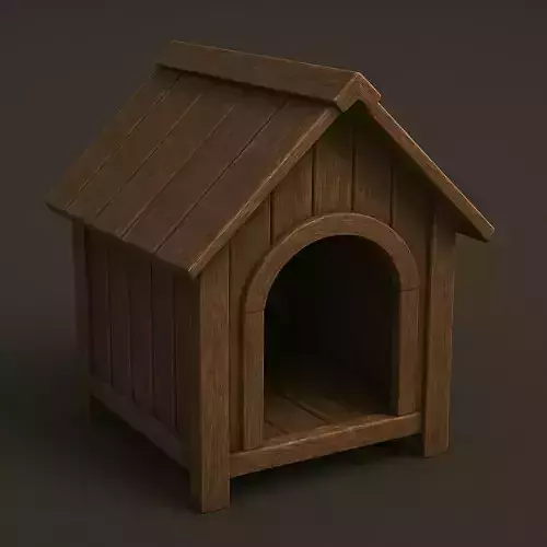 Rustic Wooden Dog House 3D Model