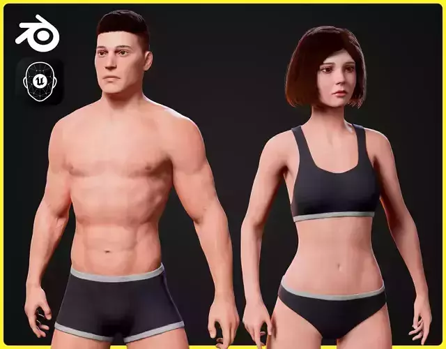 Realistic Human Base Models - Male And Female 3D Model Collection