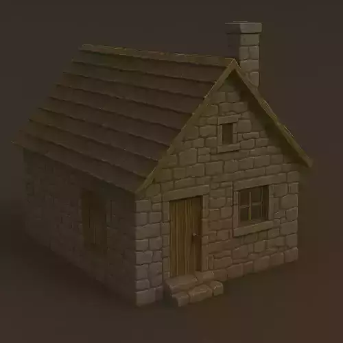 Rustic Stone Village House 3D Model