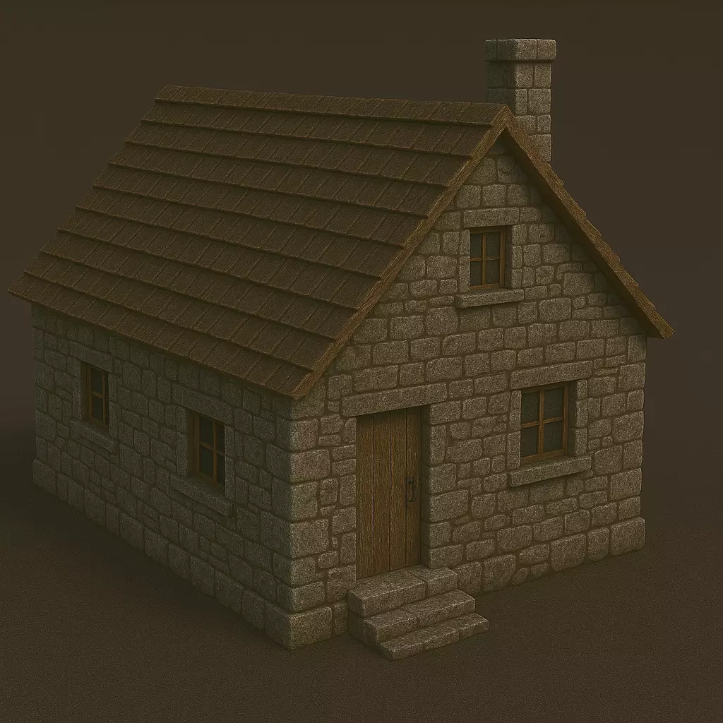 Traditional Stone House 3D Model 3D model_0
