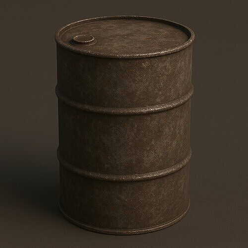 Old Rusty Metal Barrel Dark Gray 3D Model 3D model