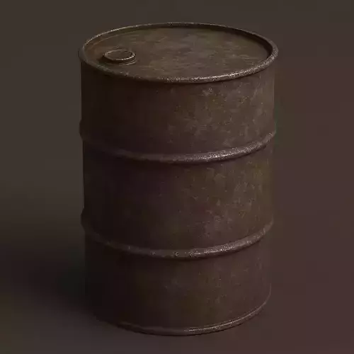 Old Rusty Metal Barrel Dark Gray 3D Model