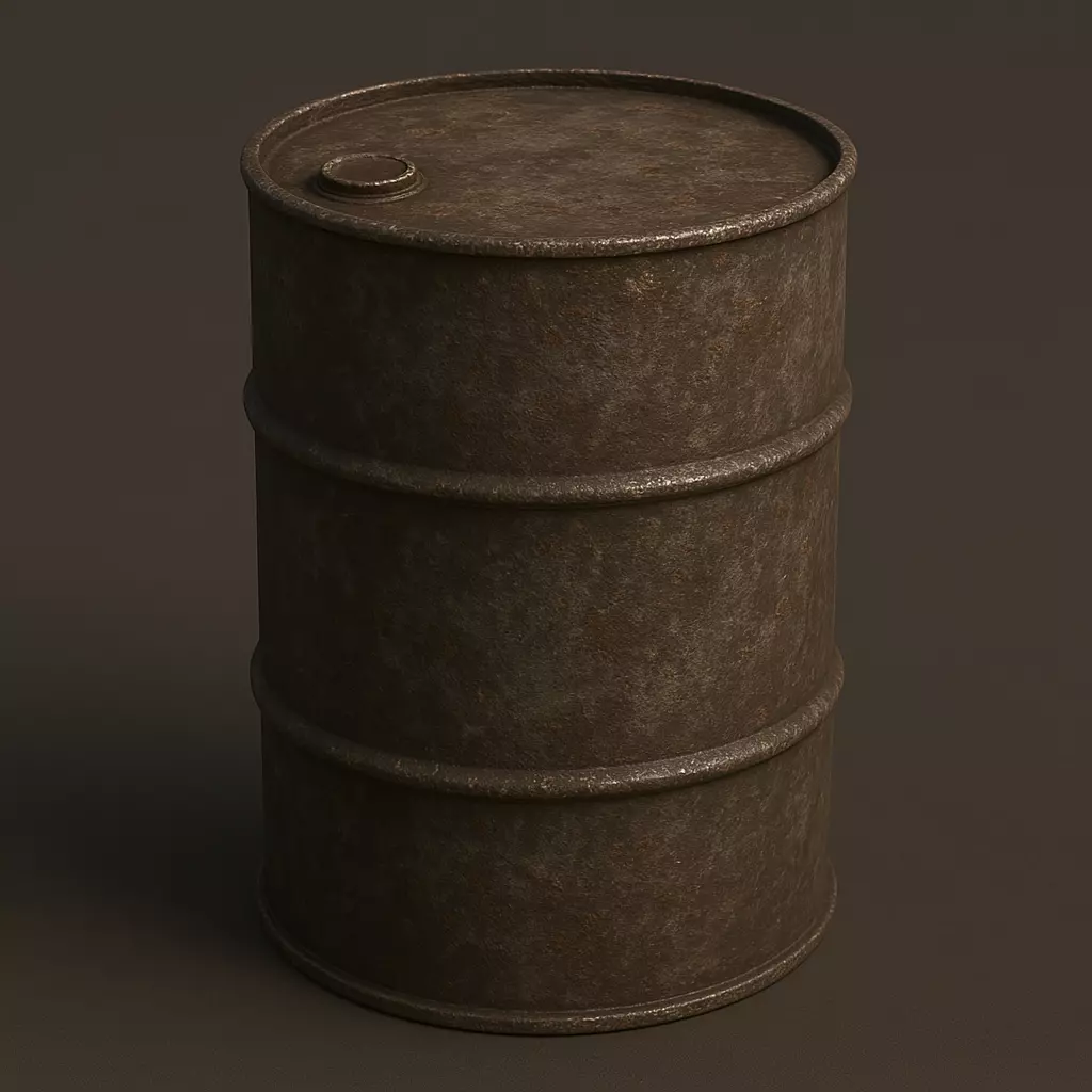 Old Rusty Metal Barrel Dark Gray 3D Model 3D model