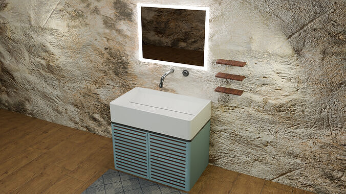 Washbasin with cabinet Sink Low-poly 3D model