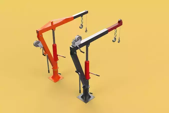 HAND CRANK WINCH SWIVEL LIFTING ENGINE CRANE HOIST JIB TRUCK CAR 3D model