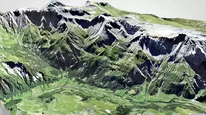 Mountain landscape Piz Segnas Glarus Alps 3D model