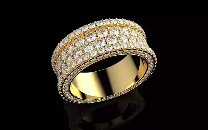 Luxury Gold Diamond Ring 3D Model  High Quality Jewelry Asset 3D print model
