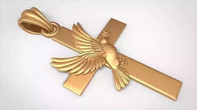 Holy Spirit Dove Cross Pendant 