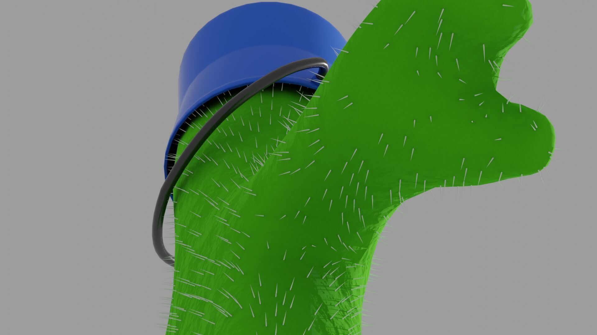 baby green humanoid cactus with bucket on head 3D model_3