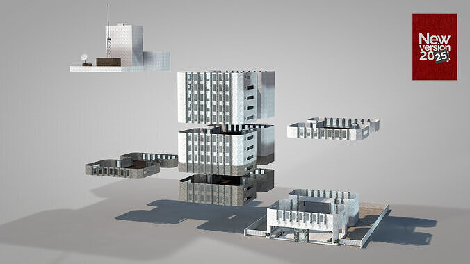 Apartment Building Floors 14 3D model 2