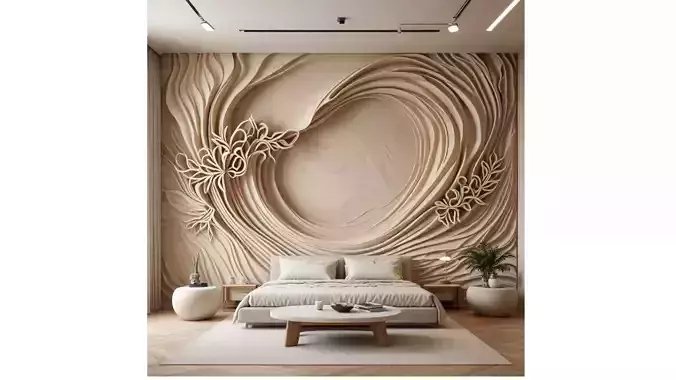 3D Wall Panel mural decor set relief stl 01