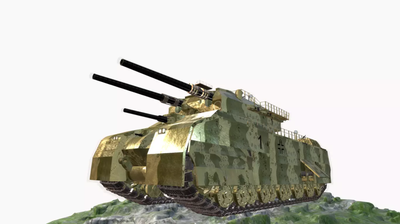 Landkreuzer P 1000 Ratte Low-poly 3D model