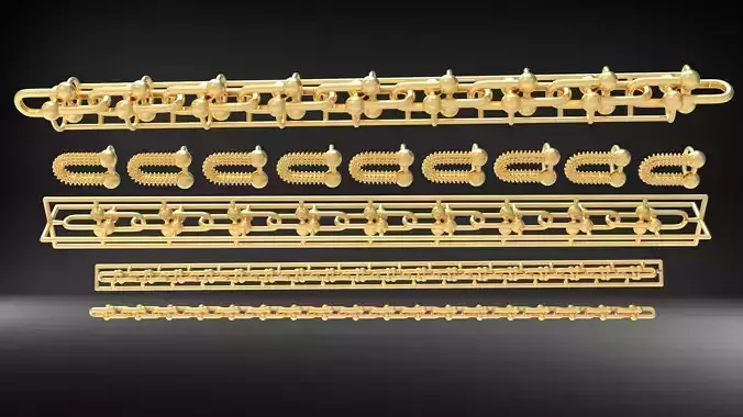 Tiffany Style Bracelet Chain Set 3D Models