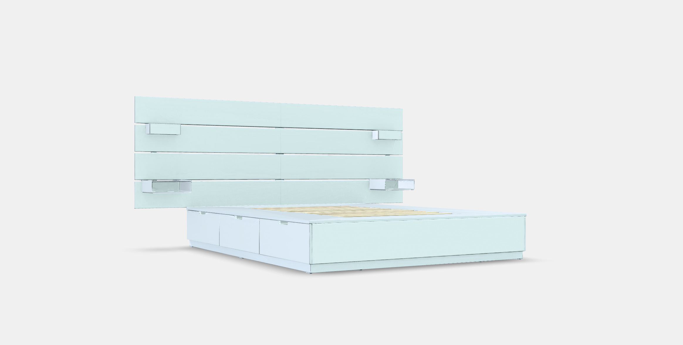 NORDLI Bed frame w storage and headboard Low-poly 3D model_8