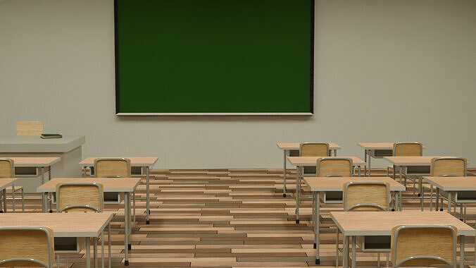 Japanese classroom Low-poly 3D model