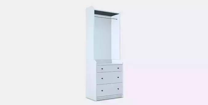 HAUGA Open wardrobe with 3 drawers