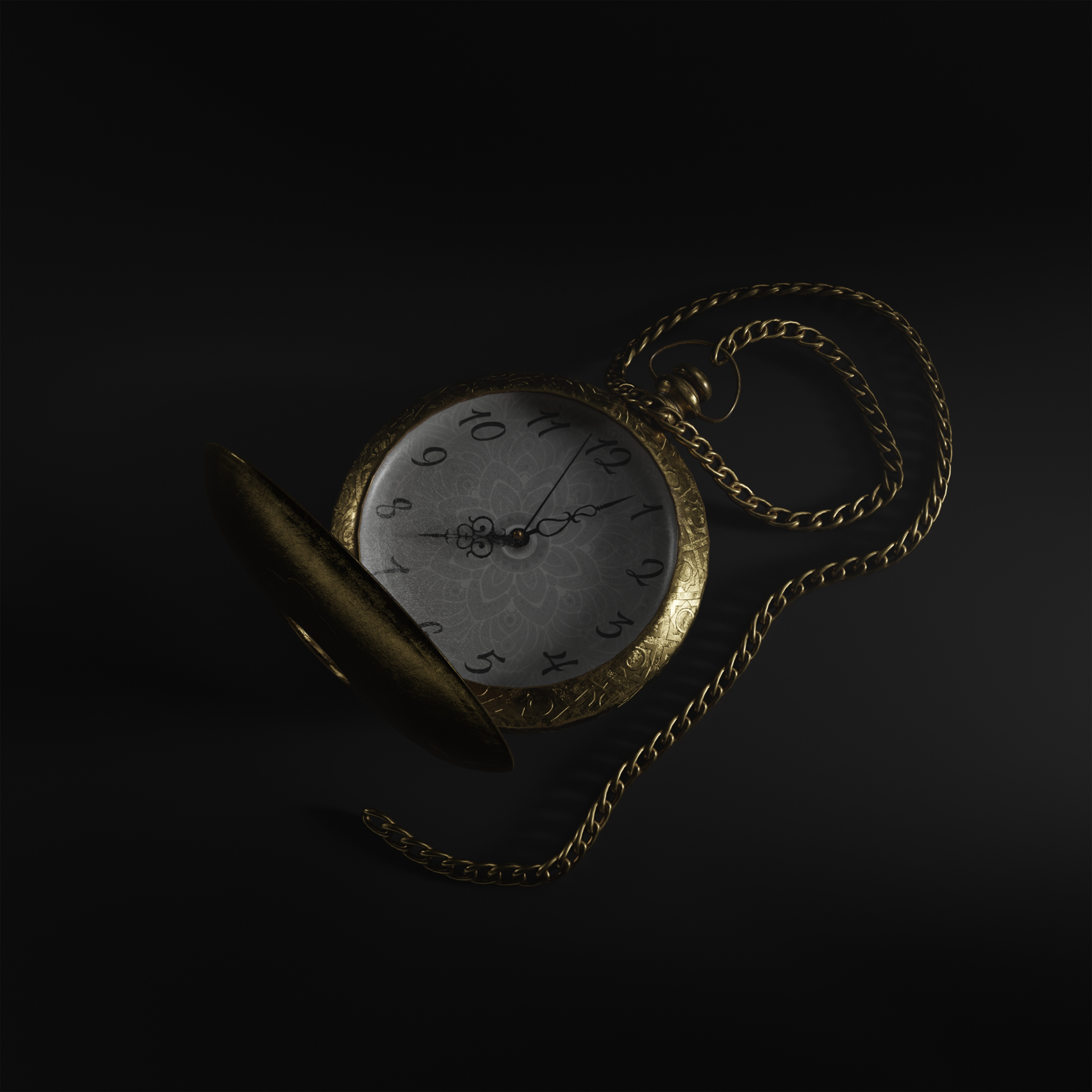 Old pocket watch Low-poly 3D model_5