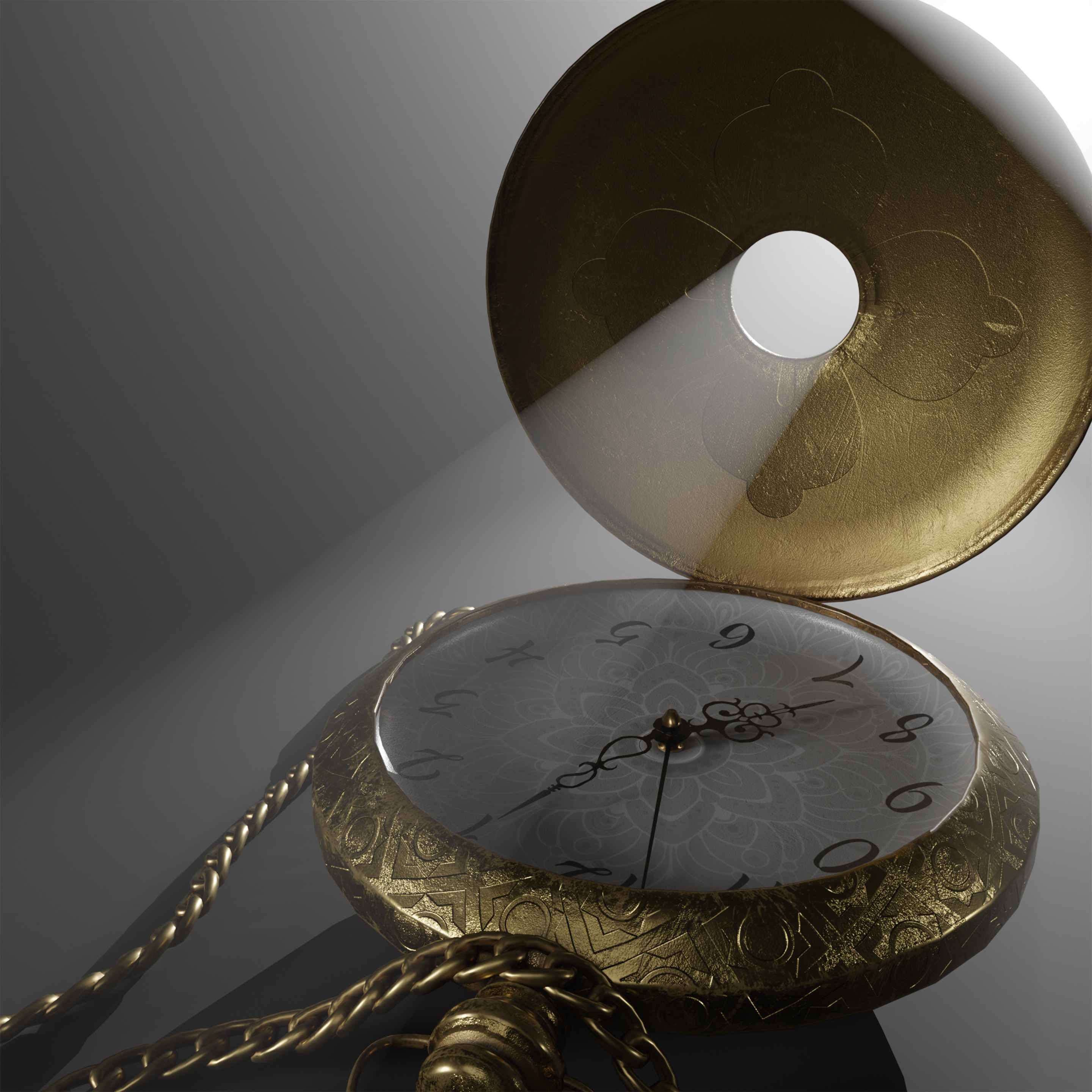 Old pocket watch Low-poly 3D model_3