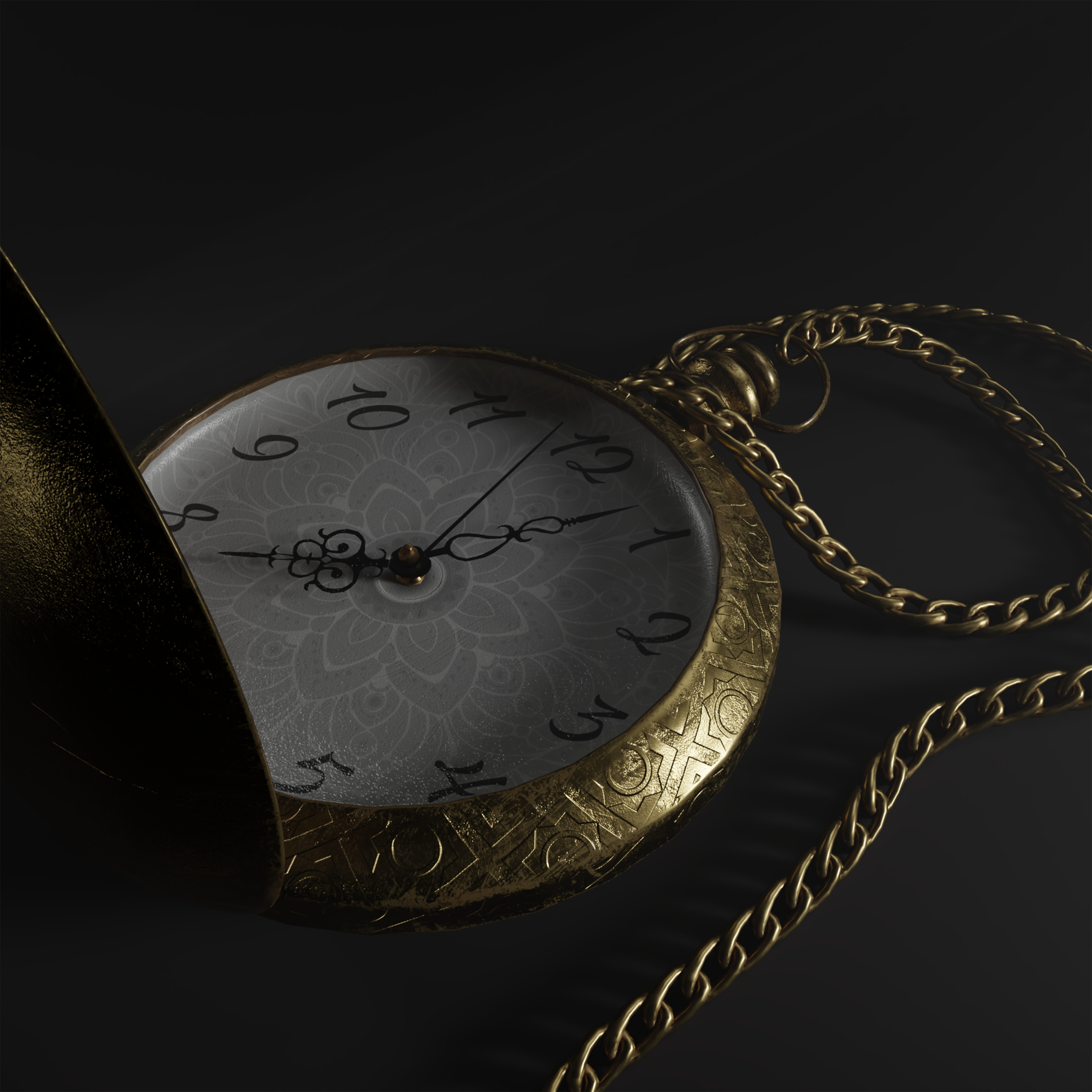 Old pocket watch Low-poly 3D model_5