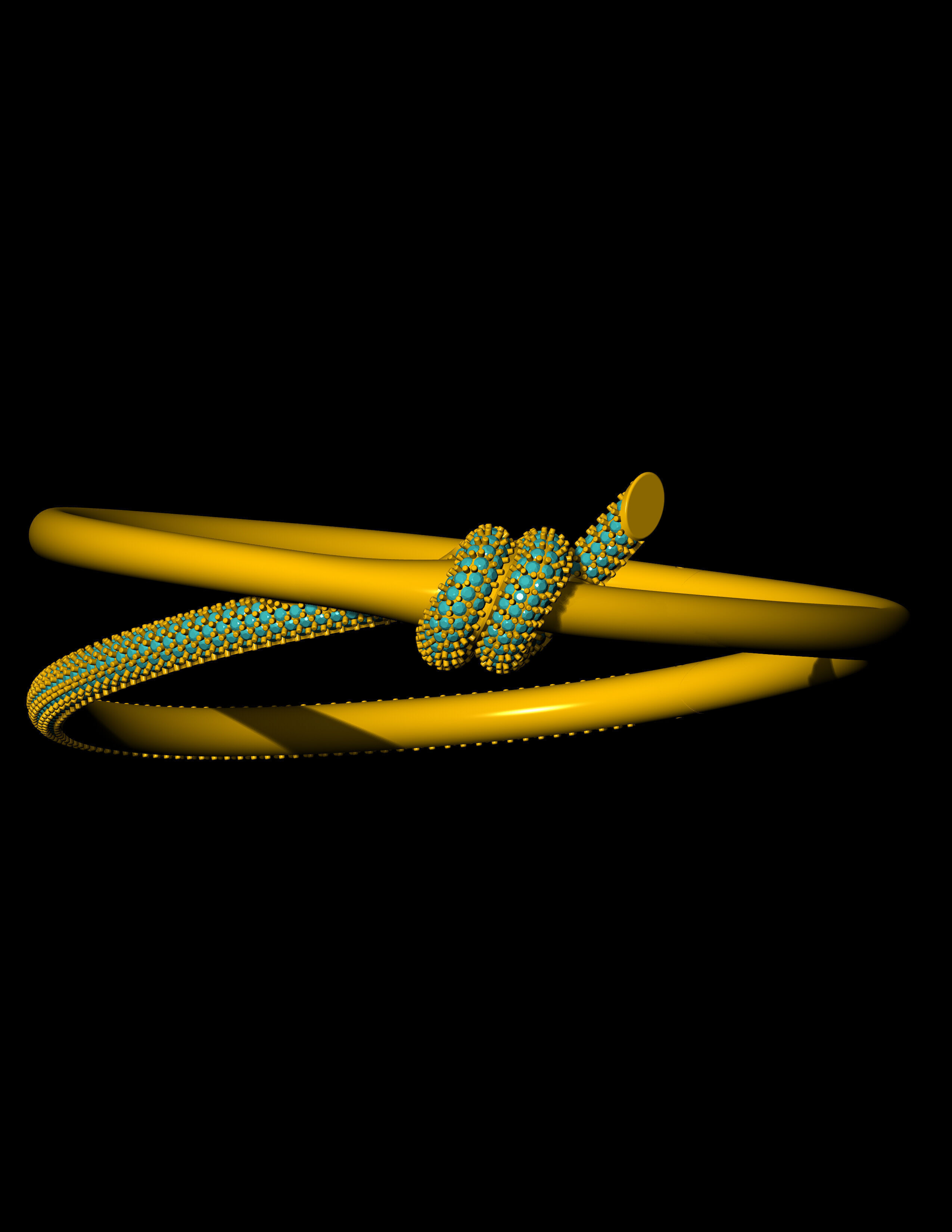 Tiffany knot bracelet pave with original lock mechanism CAD file 3D print model_5