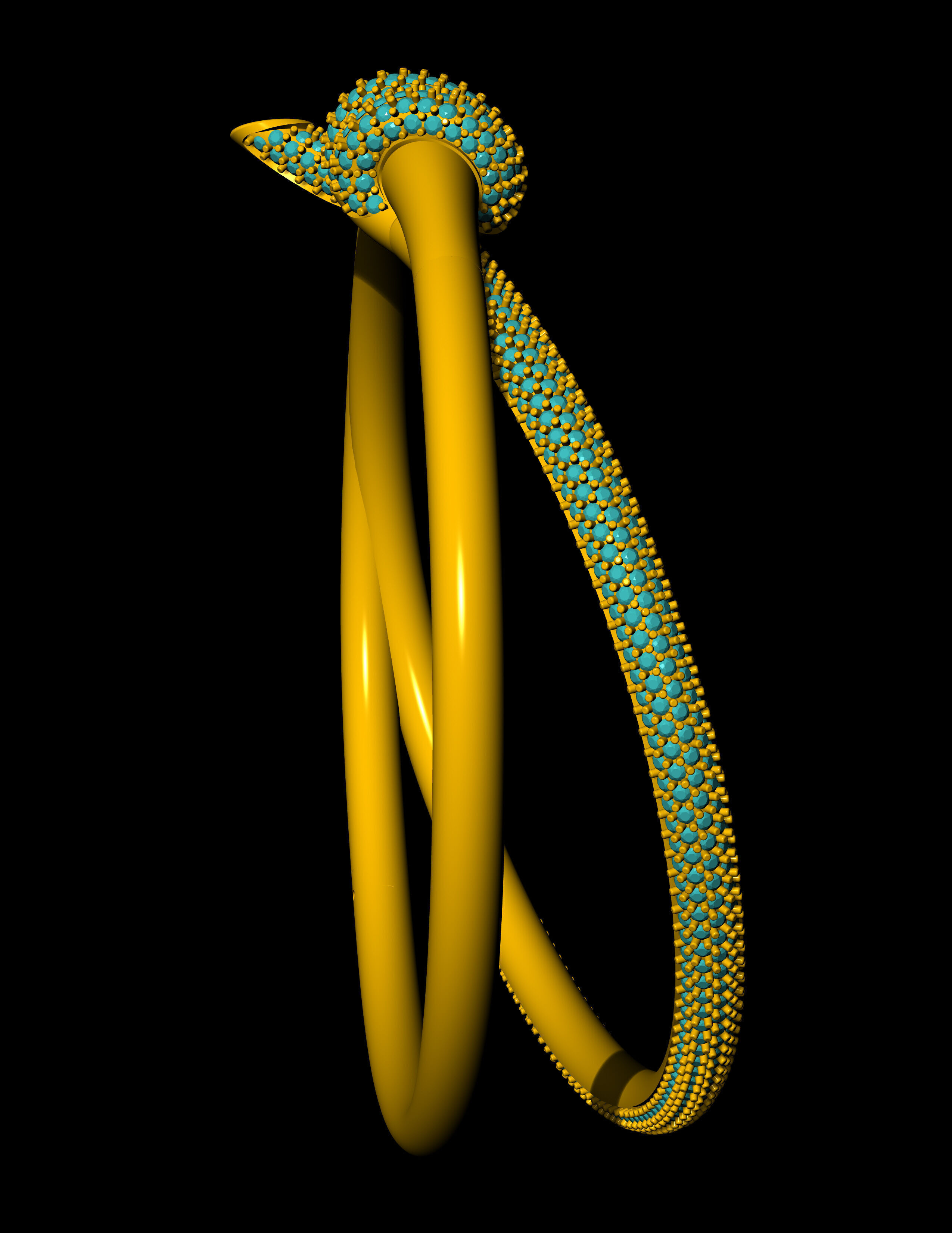 Tiffany knot bracelet pave with original lock mechanism CAD file 3D print model_2