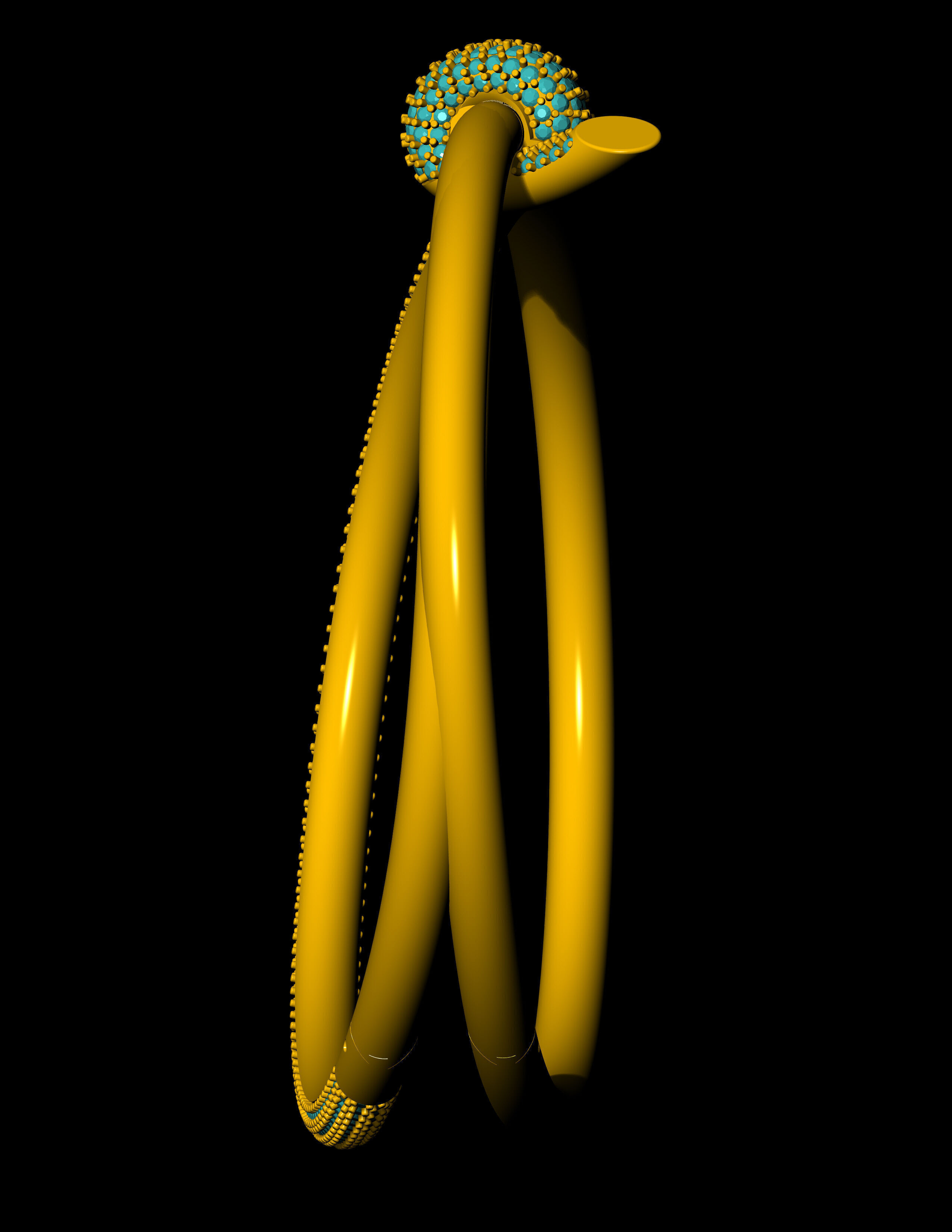 Tiffany knot bracelet pave with original lock mechanism CAD file 3D print model_3