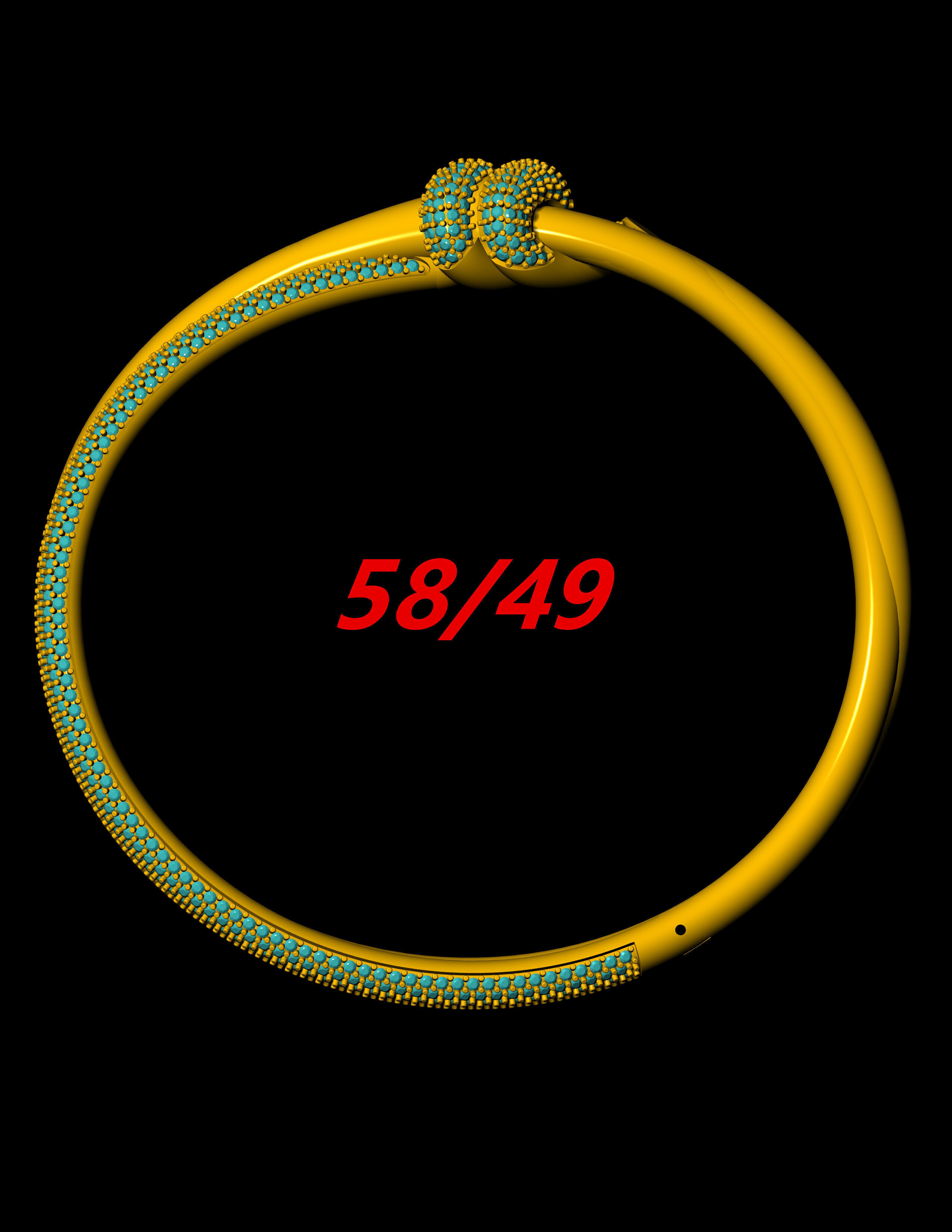 Tiffany knot bracelet pave with original lock mechanism CAD file 3D print model_4