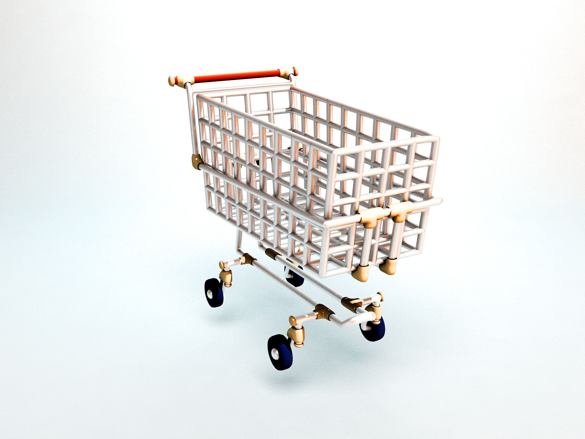 Shopping cart  Low-poly 3D model_1