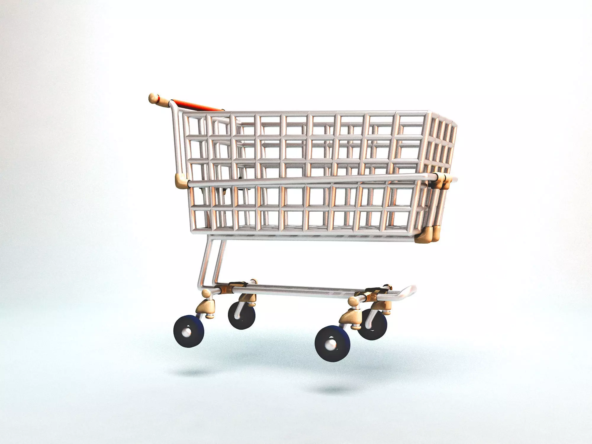 Shopping cart  Low-poly 3D model_0