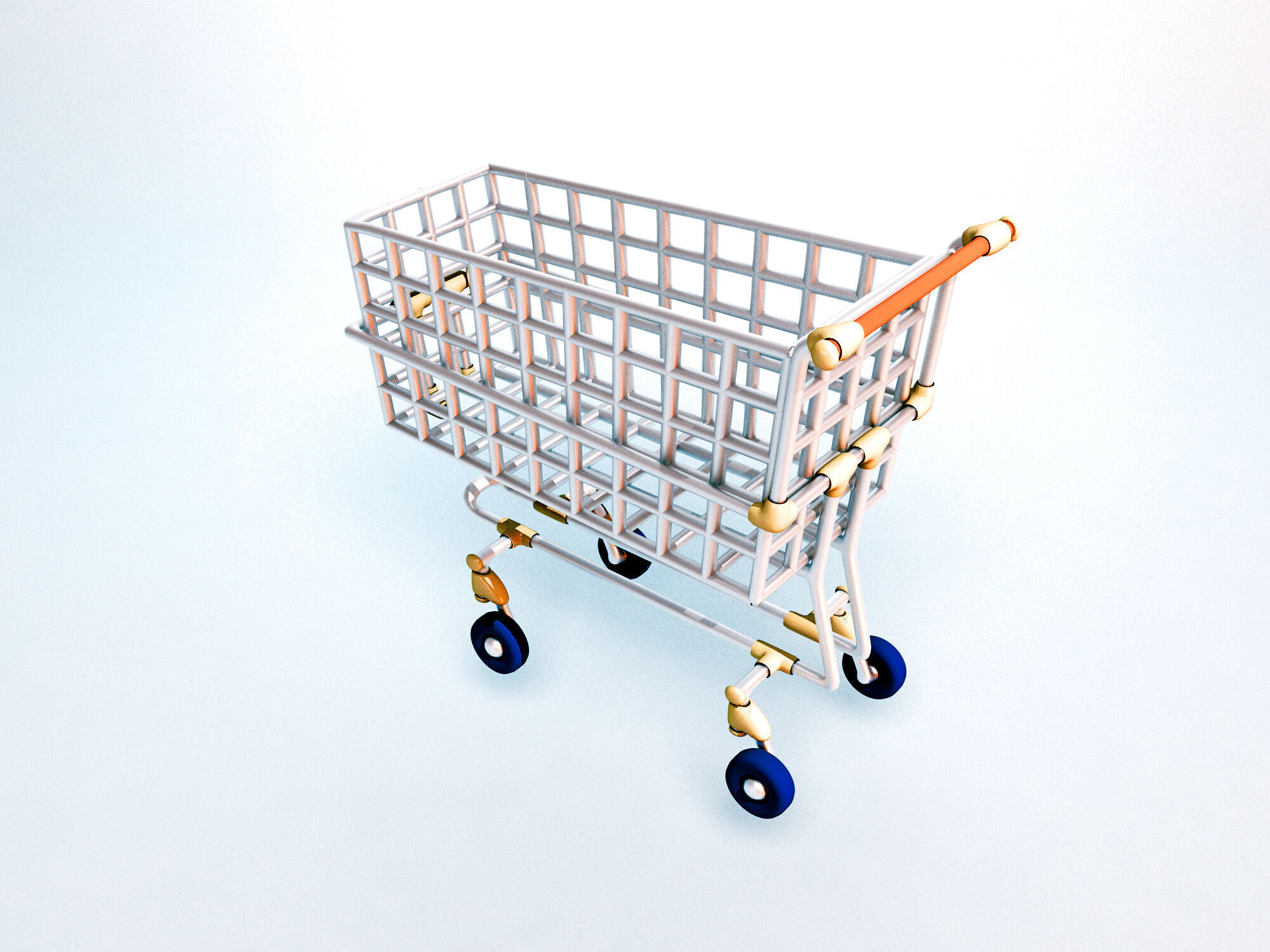 Shopping cart  Low-poly 3D model_3
