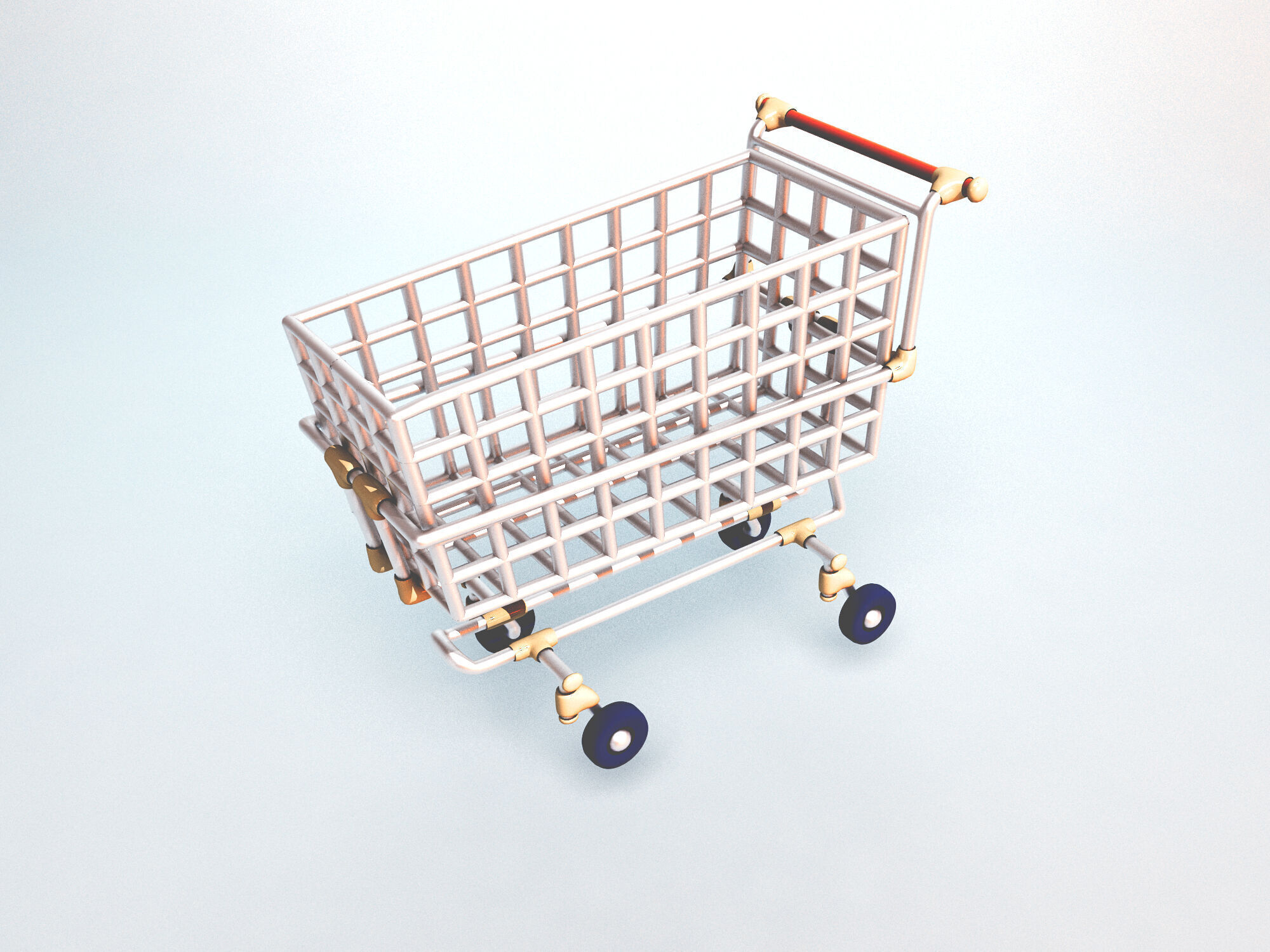 Shopping cart  Low-poly 3D model_2