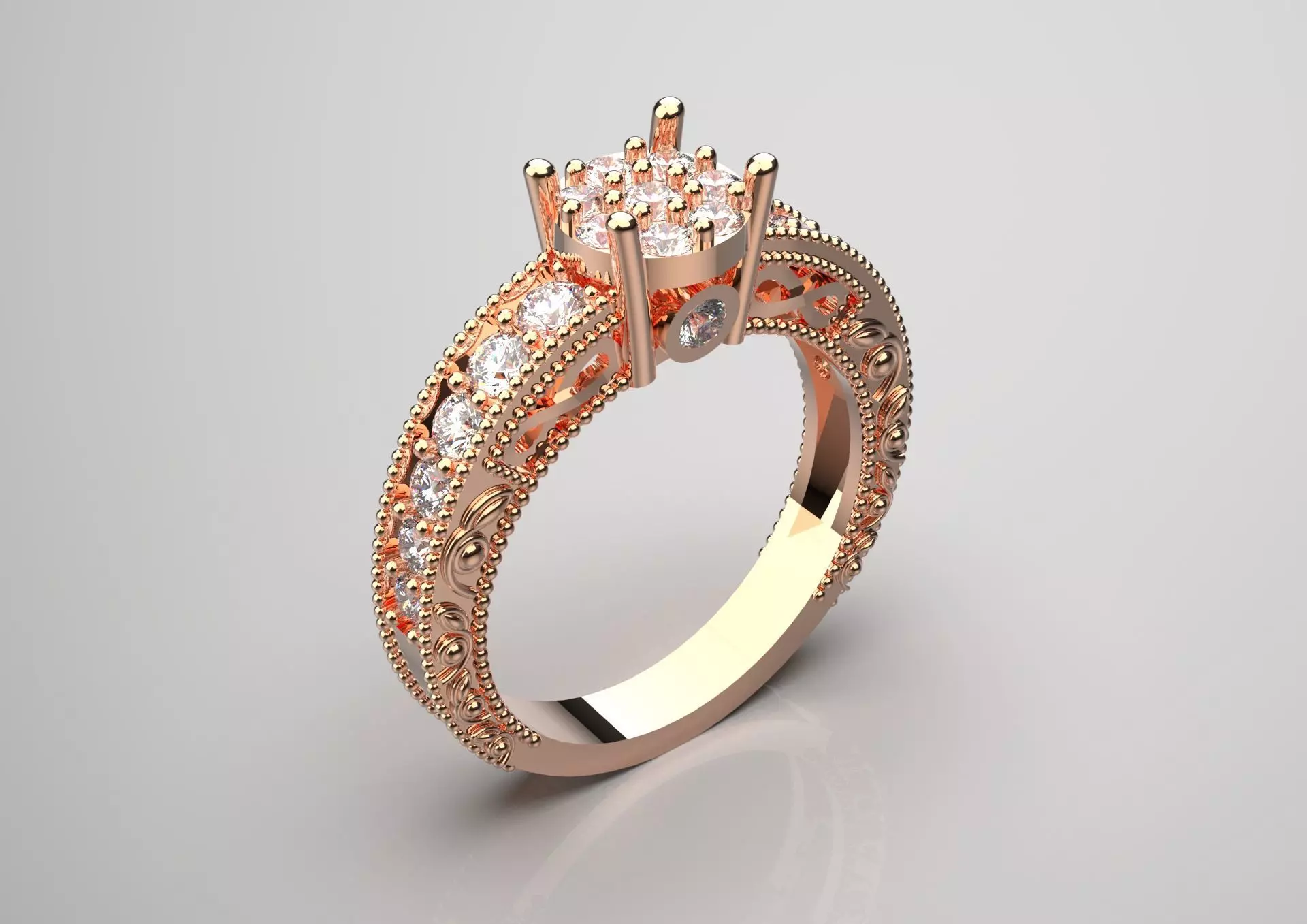 diamond flower ring fr0048 3D print model