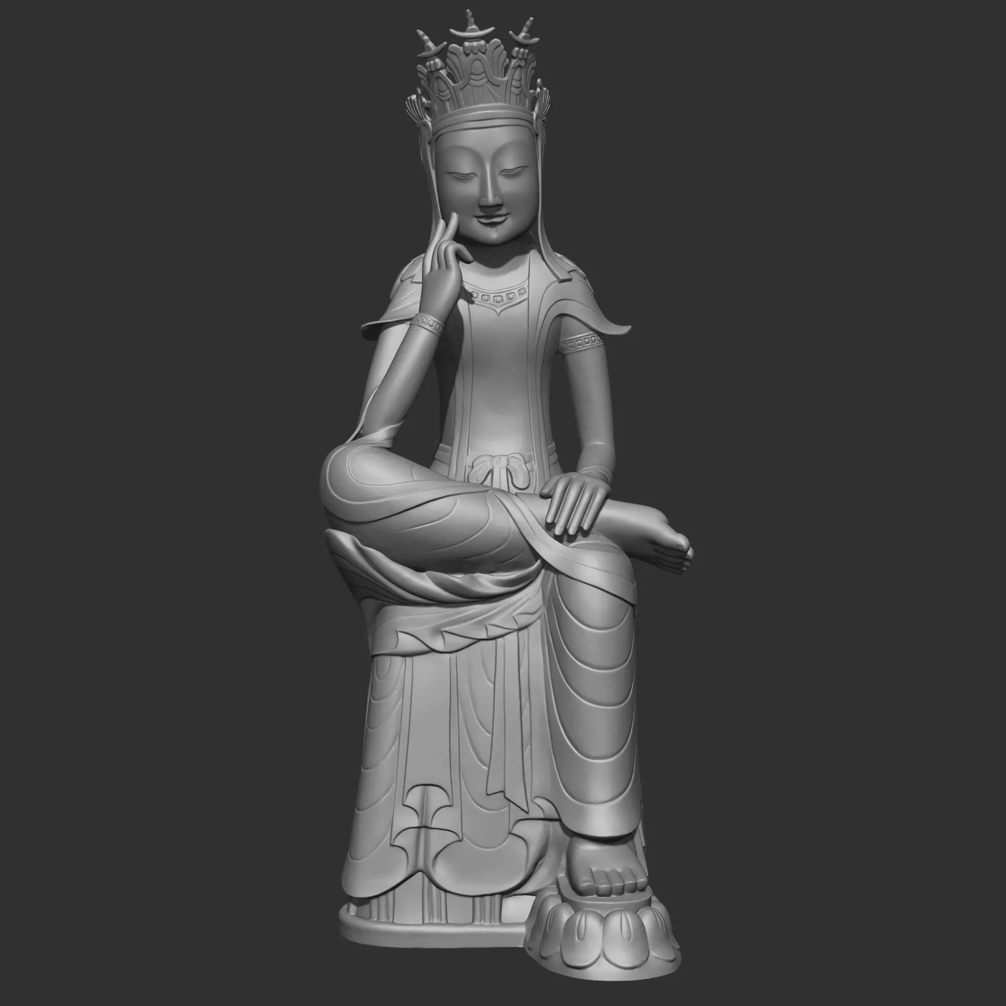 Gilt-bronze Maitreya in Meditation 78 3D print model 3D print model_0
