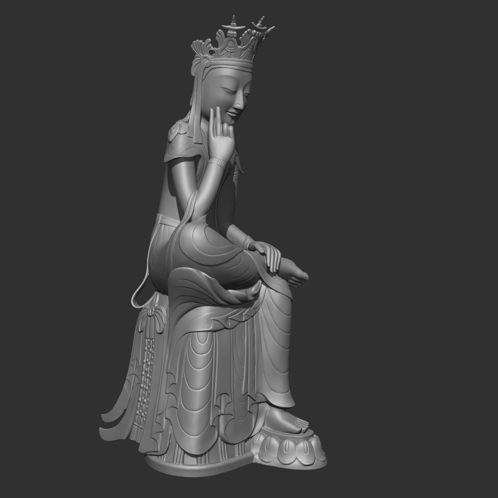 Gilt-bronze Maitreya in Meditation 78 3D print model 3D print model_8