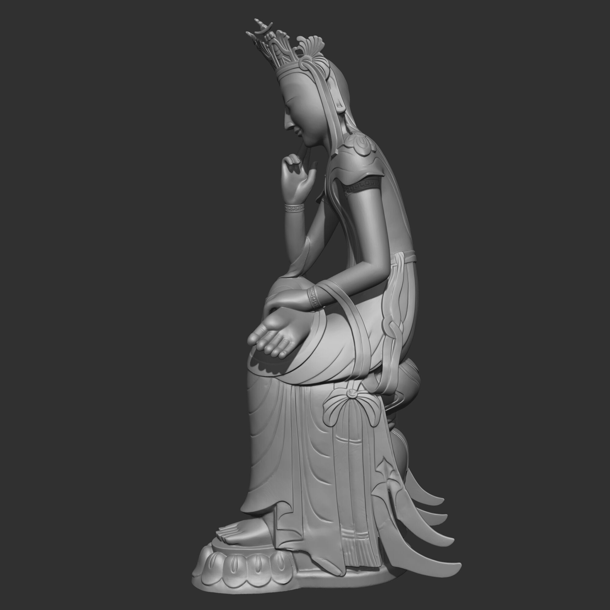 Gilt-bronze Maitreya in Meditation 78 3D print model 3D print model_4