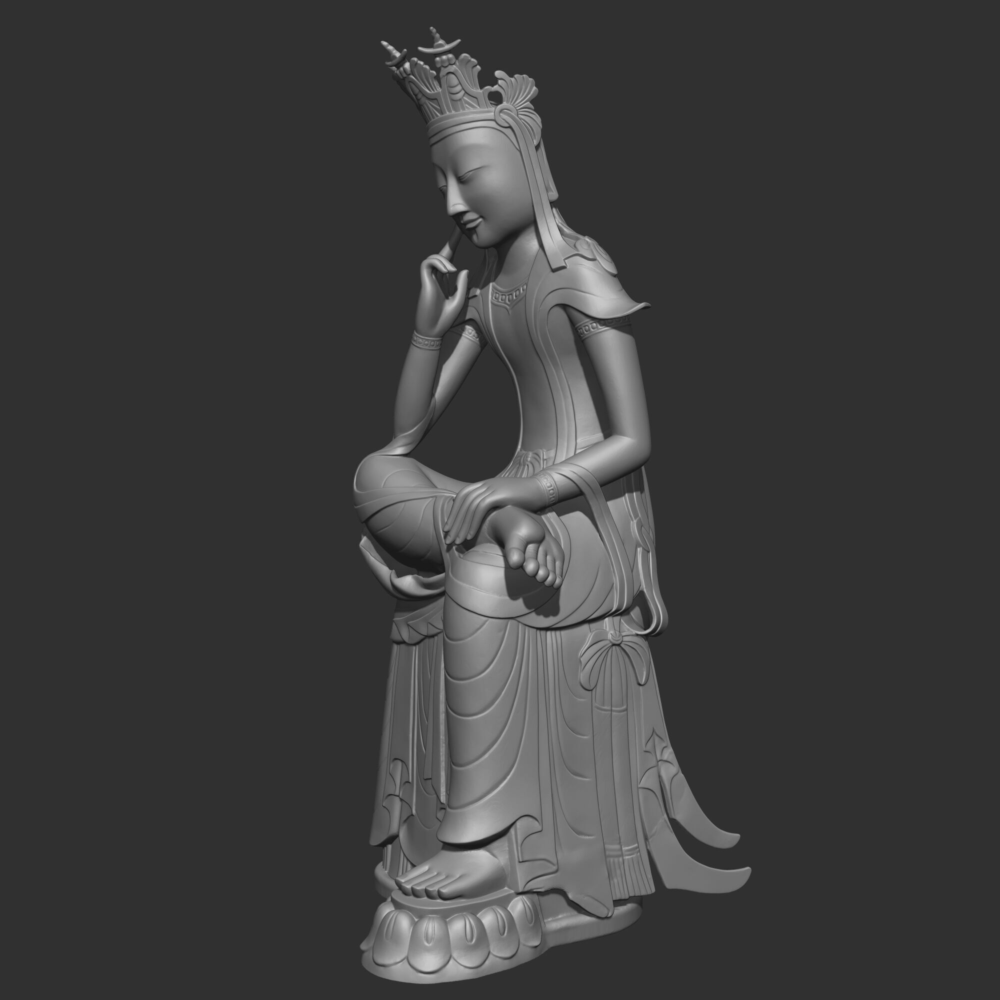 Gilt-bronze Maitreya in Meditation 78 3D print model 3D print model_3