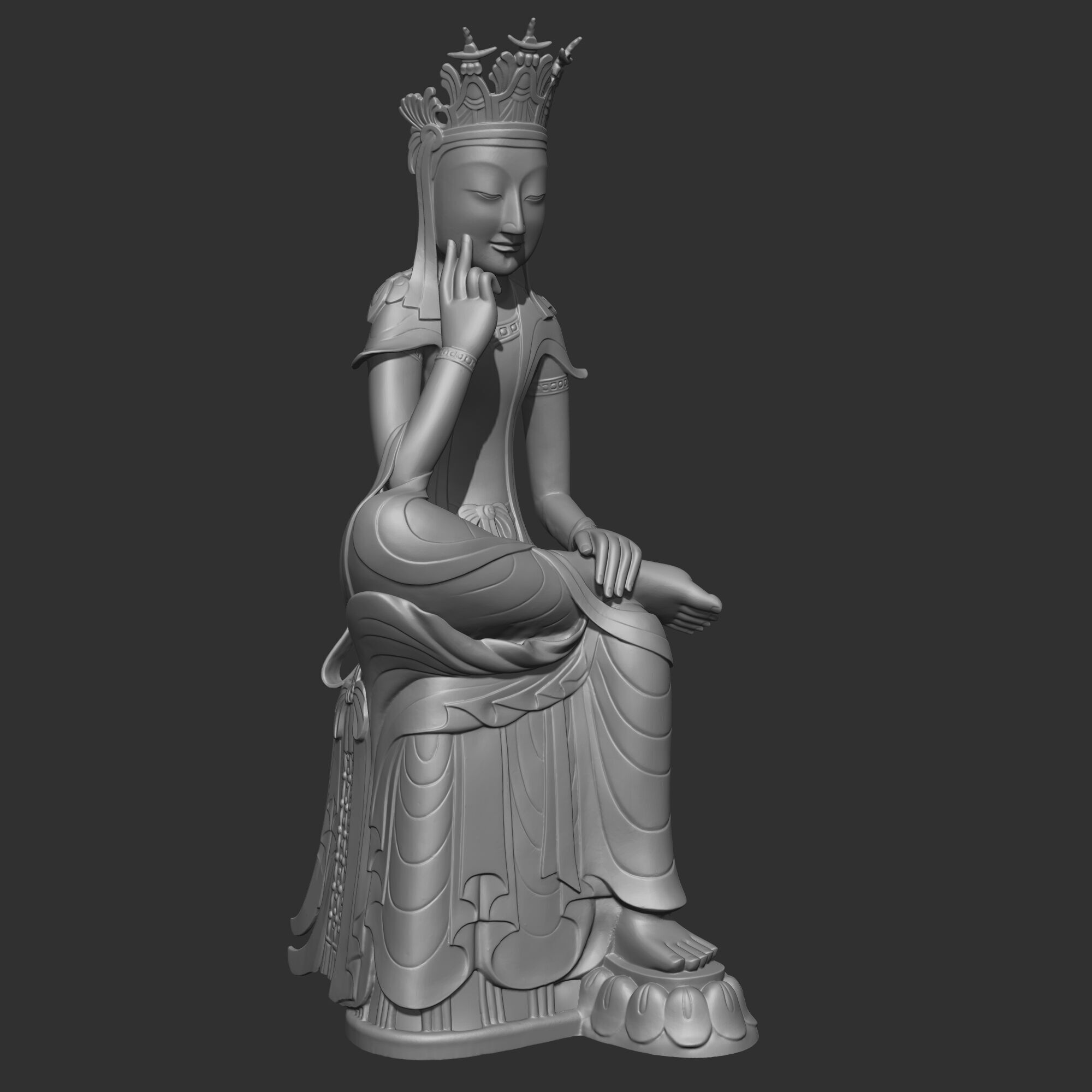 Gilt-bronze Maitreya in Meditation 78 3D print model 3D print model_2