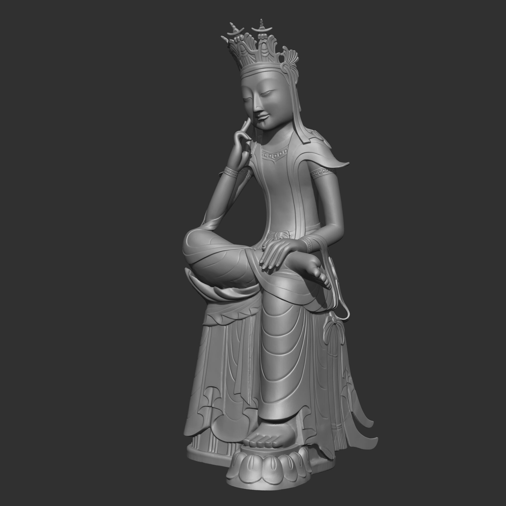 Gilt-bronze Maitreya in Meditation 78 3D print model 3D print model_1
