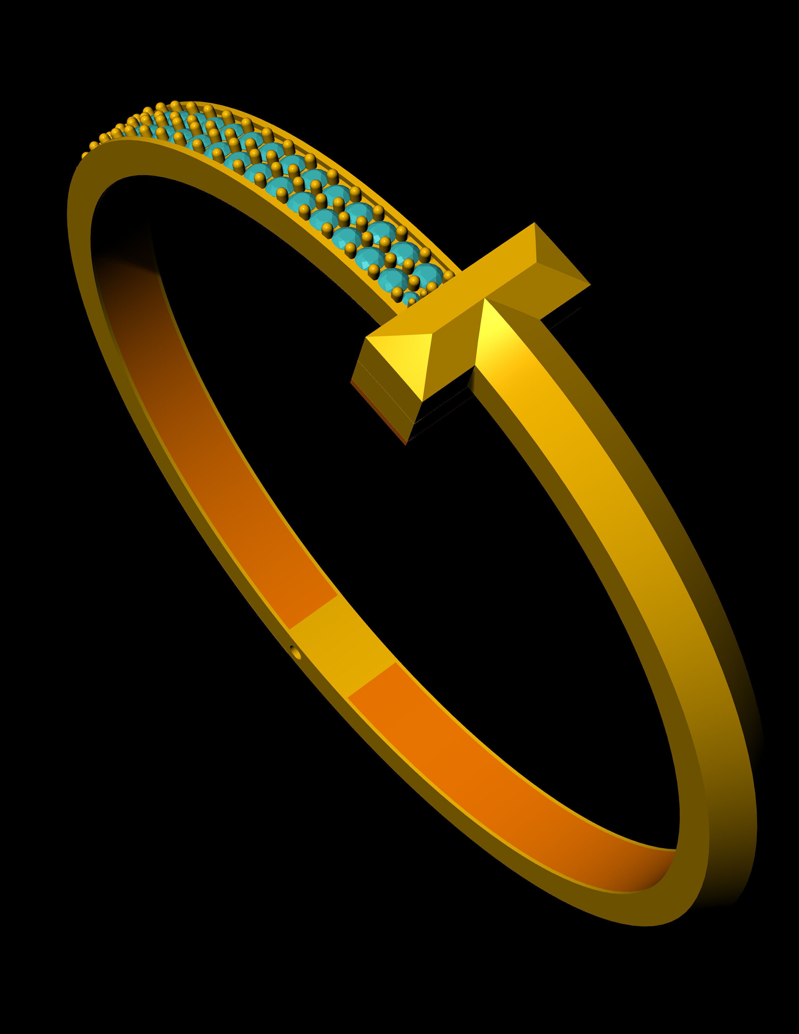 Tiffany T1 one side pave with lock mechanism bracelet CAD file 3D print model_5