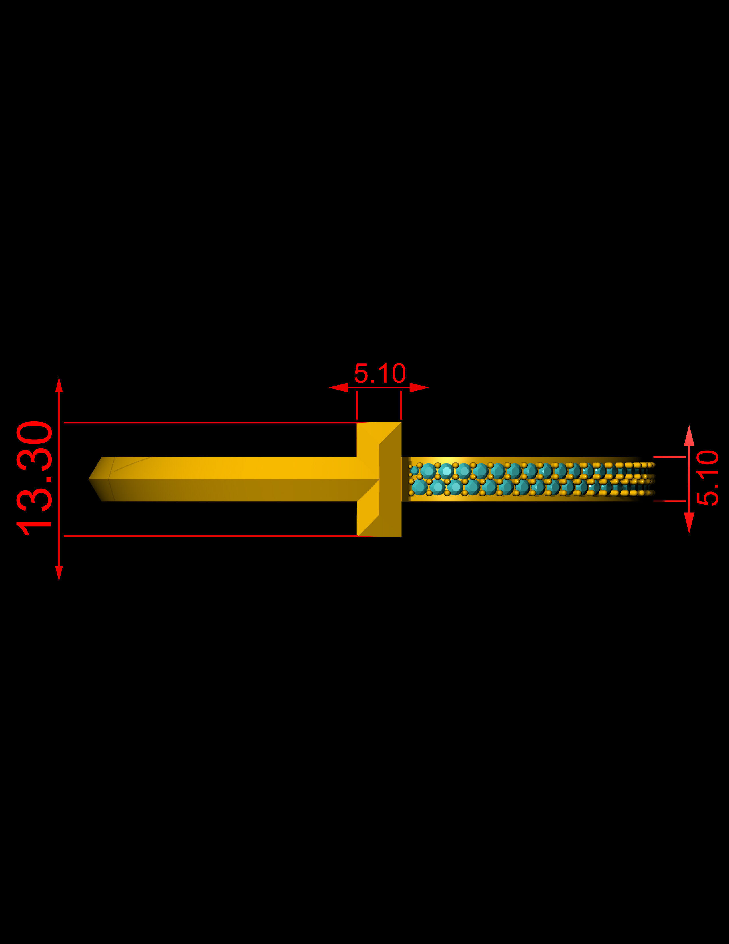 Tiffany T1 one side pave with lock mechanism bracelet CAD file 3D print model_4
