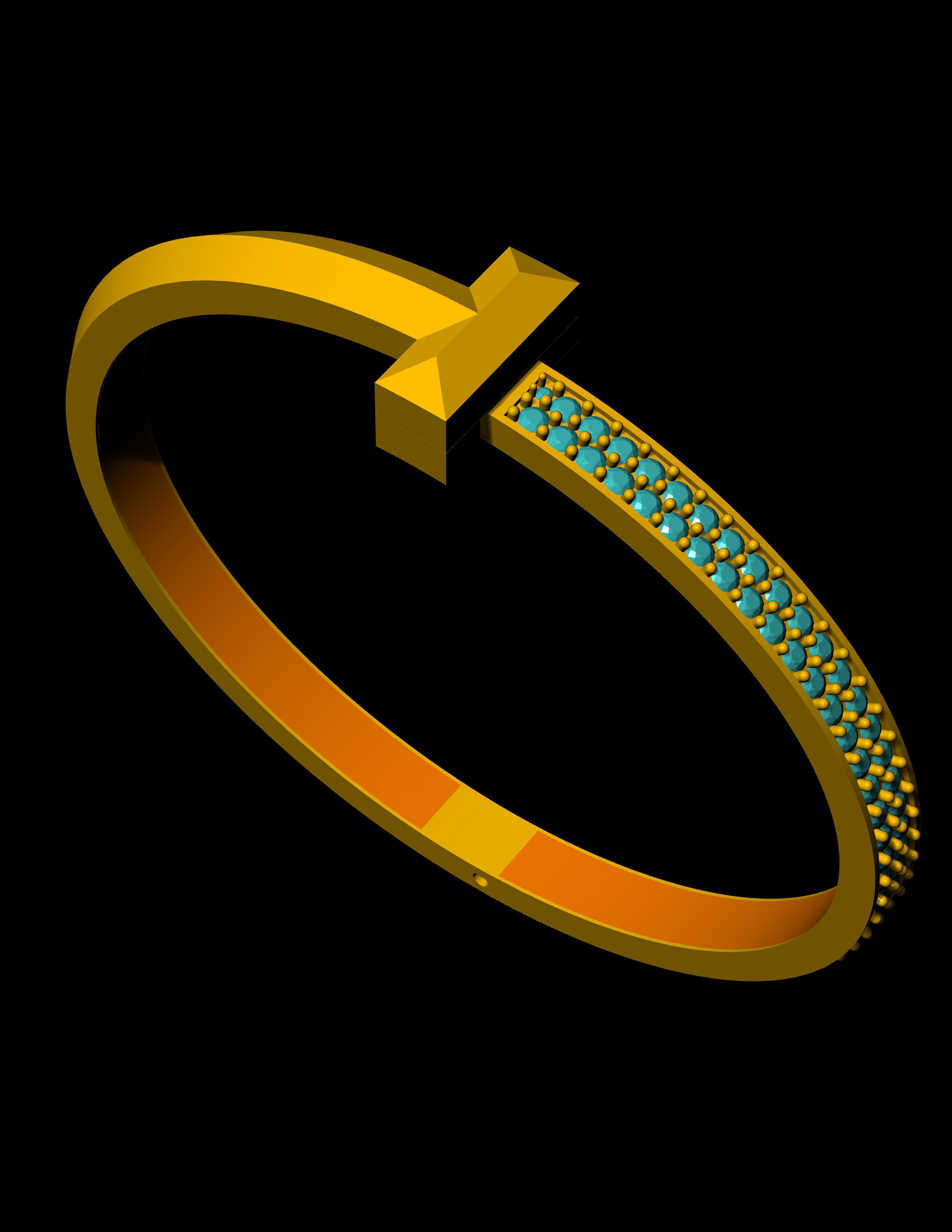 Tiffany T1 one side pave with lock mechanism bracelet CAD file 3D print model_6